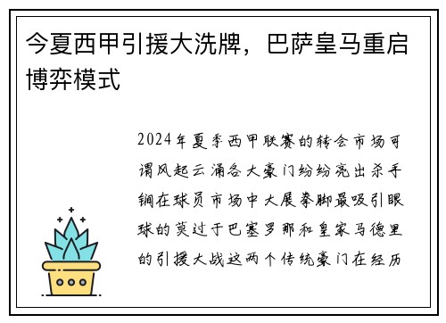今夏西甲引援大洗牌，巴萨皇马重启博弈模式